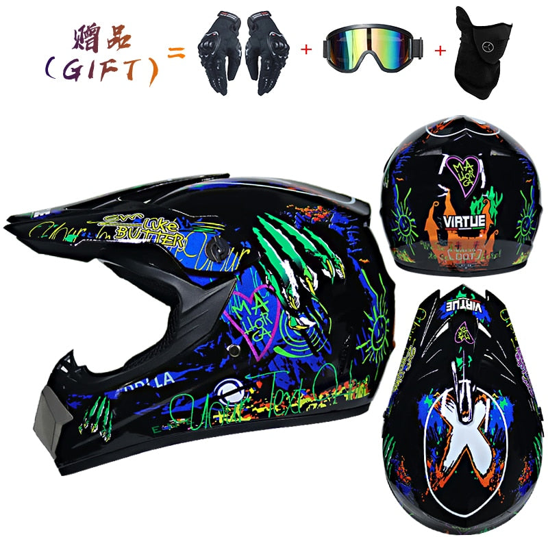 Send 3 pieces gift motorcycle helmet children off-road helmet bike downhill AM DH cross helmet capacete motocross casco