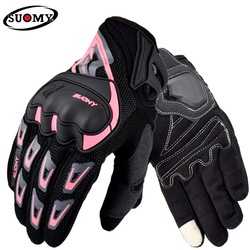 SUOMY Breathable Full Finger Racing Motorcycle Gloves Quality Stylishly Decorated Antiskid Wearable Gloves Large Size XXL Black