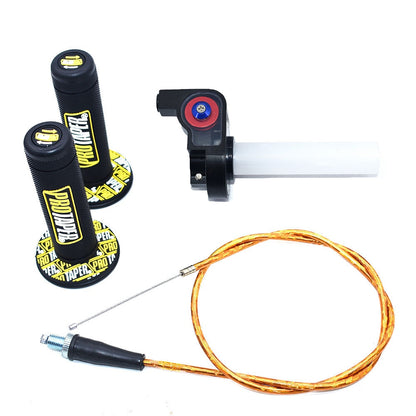 Motorcycle Grips With 1/4 Quick Turn Throttle Settle 1200MM Throttle Cable For PRO TAPER Handlebar Dirt Pit Bike Motocross Parts