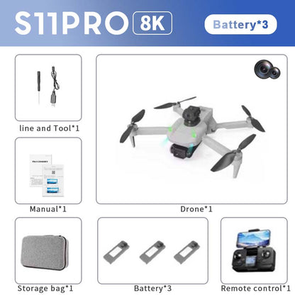 KBDFA S11 Pro Professional Drones Dual Camera HD Vision Obstacle Avoidance Brushless Motor GPS 5G WIFI FPV K998 Quadcopter Toys