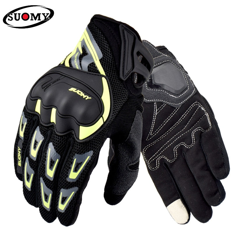 SUOMY Breathable Full Finger Racing Motorcycle Gloves Quality Stylishly Decorated Antiskid Wearable Gloves Large Size XXL Black