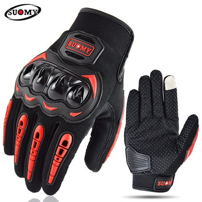 SUOMY Breathable Full Finger Racing Motorcycle Gloves Quality Stylishly Decorated Antiskid Wearable Gloves Large Size XXL Black