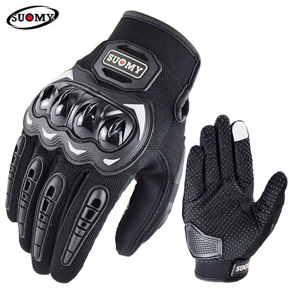 SUOMY Breathable Full Finger Racing Motorcycle Gloves Quality Stylishly Decorated Antiskid Wearable Gloves Large Size XXL Black