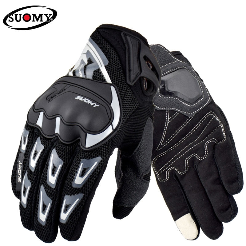 SUOMY Breathable Full Finger Racing Motorcycle Gloves Quality Stylishly Decorated Antiskid Wearable Gloves Large Size XXL Black