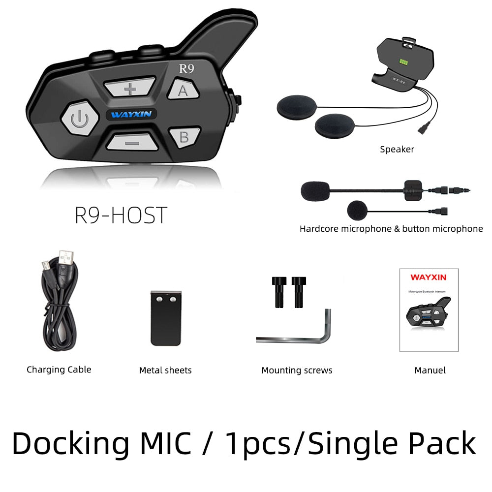 WAYXIN R9 Motorcycle Intercom Helmet Headsets 6 Rider, BT5.0 Communication Interphone, Intercomunicador Moto,Waterproof FM Radio