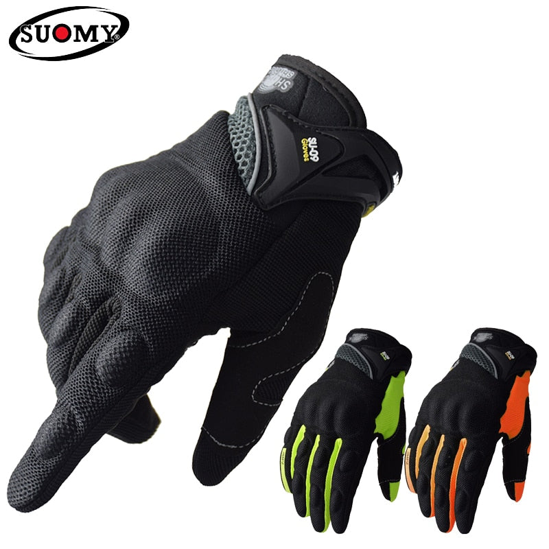 SUOMY Breathable Full Finger Racing Motorcycle Gloves Quality Stylishly Decorated Antiskid Wearable Gloves Large Size XXL Black