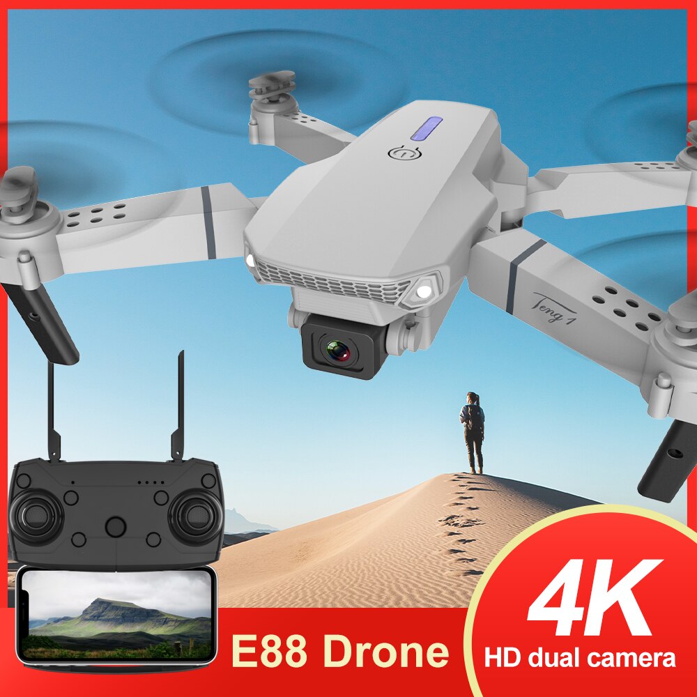 Drones with Camera 4k HD UAV Aerial Photography Dual Camera Folding Aircraft E88 Remote Control Fixed Height Quadcopter