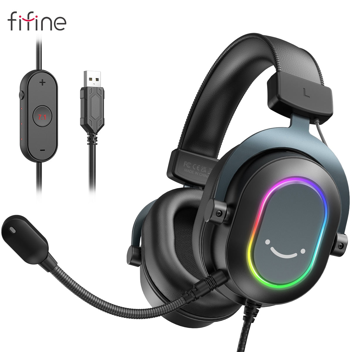 Căști Fifine Dynamic RGB Gaming 7.1 Surround Sound PC PS4 PS5 3 EQ